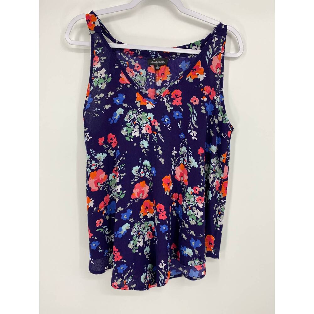 Love University Womens Purple Multicolor Floral VNeck Sleeveless Blouse Top NEW